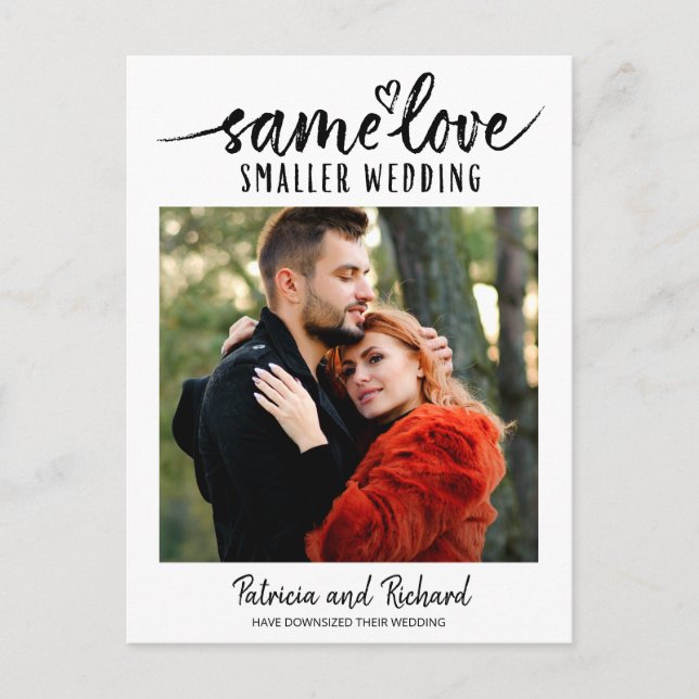 Gleiche Liebe Niedlich Heart Downsize Wedding 3 Fo Postkarte (Vorderseite)