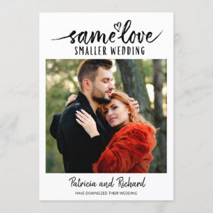 Gleiche Liebe Niedlich Heart Downsize Wedding Foto Einladung