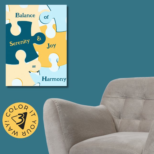 Gleichgewicht von Ruhe und Freude = Harmonie Puzzl Poster (Balance of Serenity and Joy is Harmony Puzzle Pieces Poster, Livingroom)
