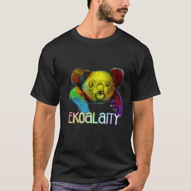 Gleichheit Ekoality Niedlich Koala Rainbow Lgbt Pr T-Shirt (Vorderseite)