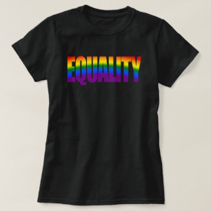 Gleichheit Farbenfrohe strahlende Regenbogentypogr T-Shirt