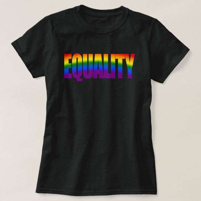 Gleichheit Farbenfrohe strahlende Regenbogentypogr T-Shirt (Design vorne)
