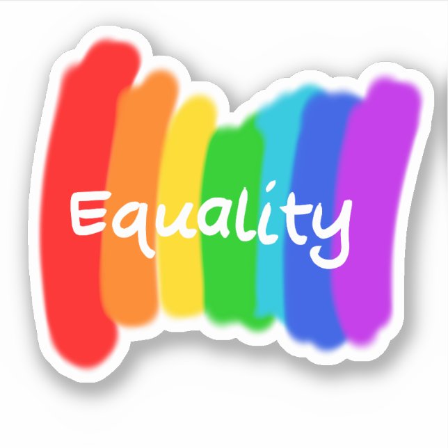 "Gleichheit" Regenbogentext Aufkleber (Vorderseite)