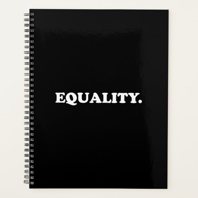 Gleichheit Schwarz-weiß moderne Typografie minimal Planer (Vorderseite)