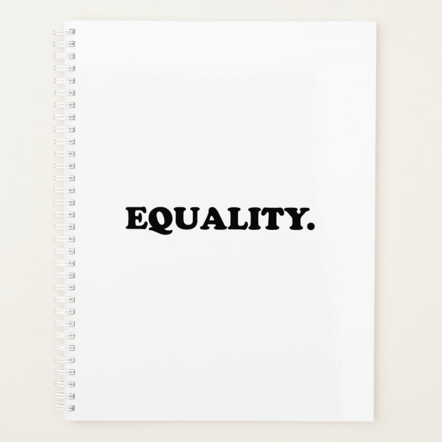 Gleichheit weiß schwarze moderne Typografie minima Planer (Vorderseite)
