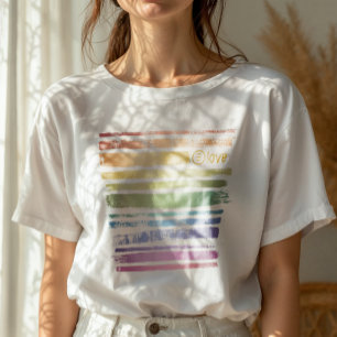 Gleichheitsliebe Regenbogen Pinselstriche LGBTQ ID T-Shirt