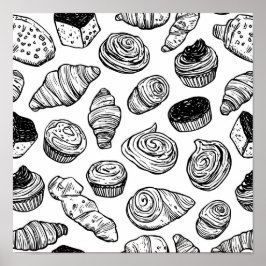 Gleichmäßige Gebäckmuster-Dekupiervorlage Linienku Poster