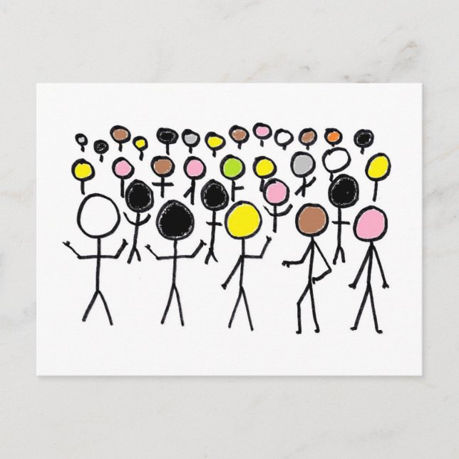 Gleichstellung von Stickmen Postkarte (Vorderseite)
