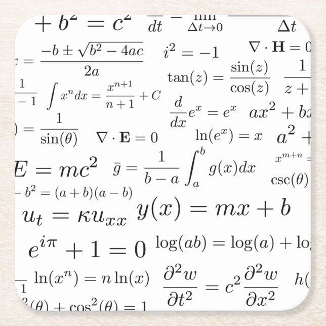 Gleichungen der Mathe-und Rechteckiger Pappuntersetzer (Vorderseite)