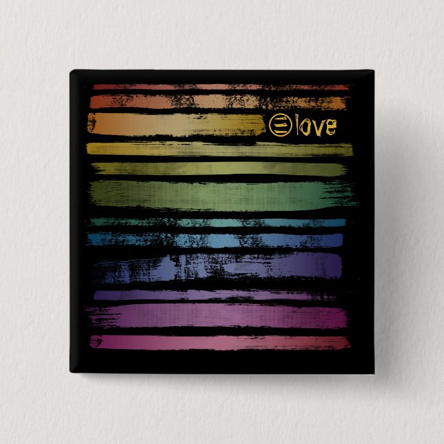 Gleichwertige Liebe Rainbow Brush Strokes LGBTQ ID Button (Vorderseite)