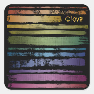 Gleichwertige Liebe Rainbow Brush Strokes LGBTQ ID Quadratischer Aufkleber