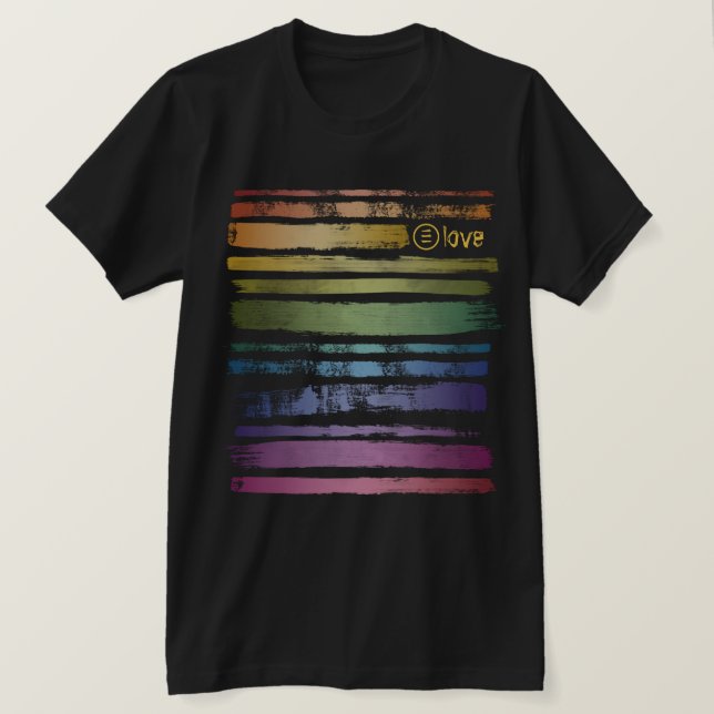 Gleichwertige Liebe Rainbow Brush Strokes LGBTQ ID T-Shirt (Design vorne)