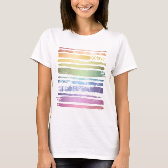 Gleichwertige Liebe Rainbow Brush Strokes LGBTQ ID T-Shirt (Vorderseite)
