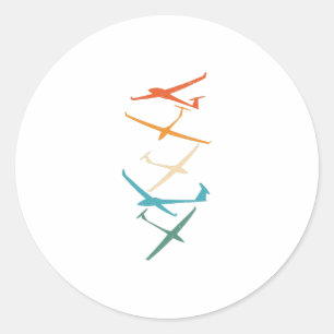 Gleiter  Glider Pilot Thermische Spuren in die Luf Runder Aufkleber