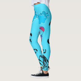 Gleitschirmfliegen-Elf-Landschafts-Leggings-Aqua Leggings