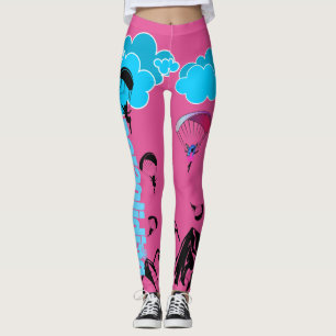 Gleitschirmfliegen-Elf-Landschafts-Leggings-Rosa Leggings