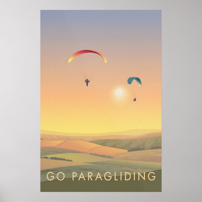 Gleitschirmfliegen Reiseplakat Poster (Vorne)