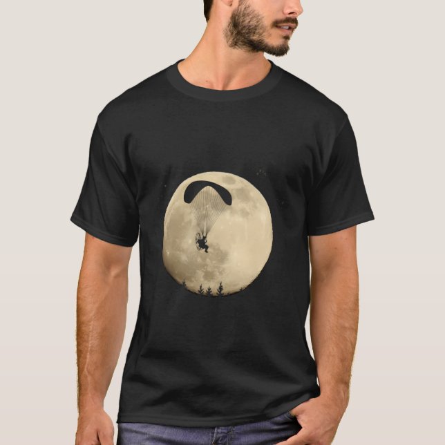 Gleitschirmjäger mit Vollmond T-Shirt (Vorderseite)