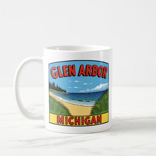 Glen Arbor Michigan Vintag Sand Dunes Kaffeetasse (Links)