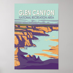 Glen Canyon Lake Powell Vintage Art Poster