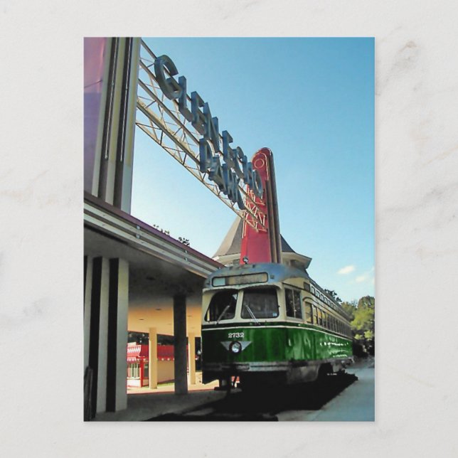 Glen Echo Park und Trolley Postkarte (Vorderseite)