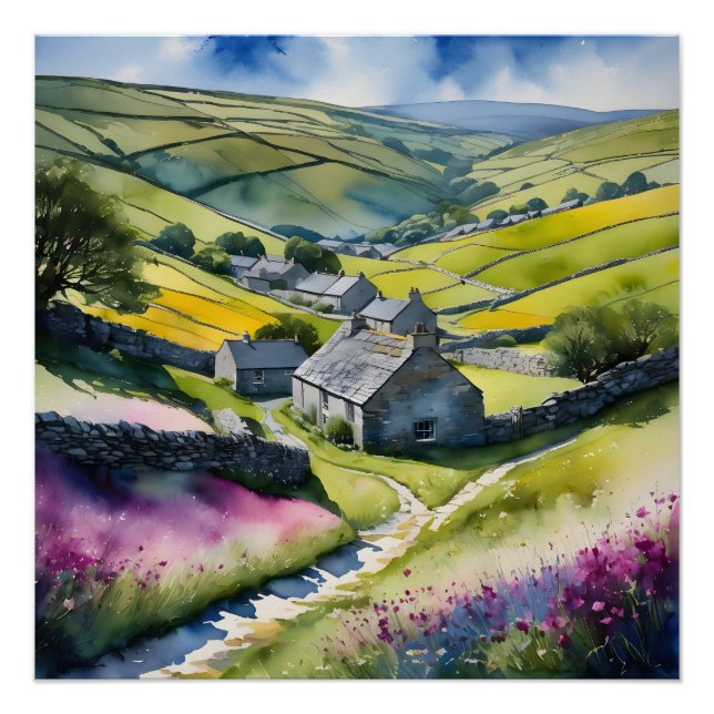 "Glen Garlands" Landschaft Yorkshire Dales Scene Poster (Vorderseite)