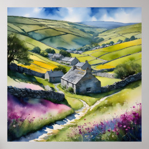 "Glen Garlands" Landschaft Yorkshire Dales Scene Poster