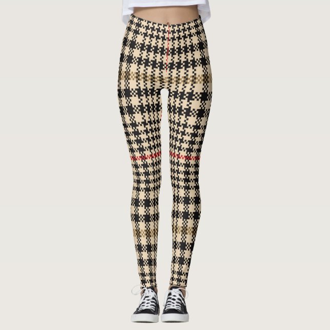 Glen Karo Kariert Pixel Art Leggings (Vorderseite)