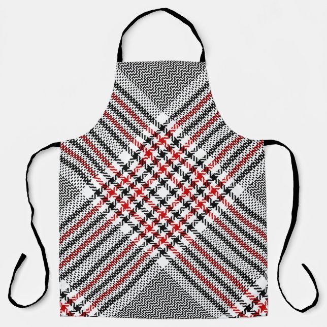 Glen plaid pattern. Black, red, white seamless tar Schürze (Vorderseite)
