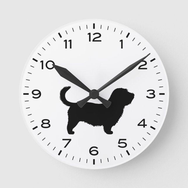 Glen von Imaal Terrier Dog Silhouette Runde Wanduhr (Vorderseite)