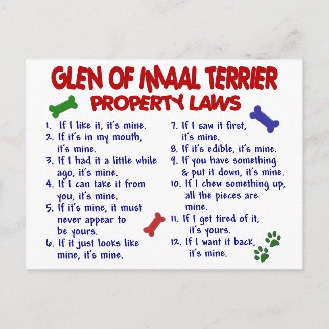 GLEN VON IMAAL TERRIER Property Laws Postkarte (Vorderseite)