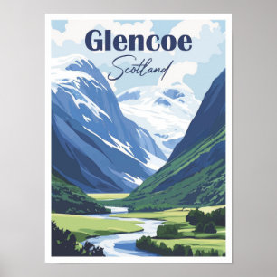 Glencoe Scotland Artwork Travel Place Illustration Poster