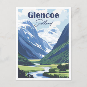 Glencoe Scotland Artwork Travel Place Illustration Postkarte