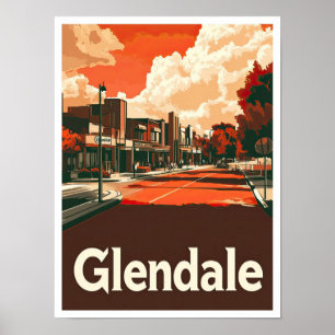 Glendale California USA Art Vintage Poster
