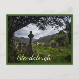 Glendalough (keltisches Kreuz) mit Text Postkarte