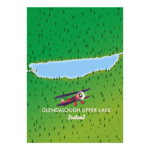 Glendalough Oberer See Irland Karte Fotodruck
