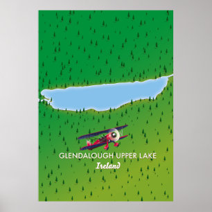 Glendalough Upper Lake Ireland Map Poster
