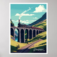 Glenfinnan Scotland Travel Vintage Illustration