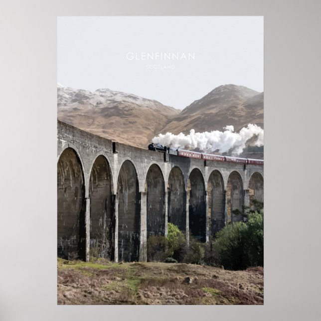 Glenfinnan Viadukt, Schottland Reisevorführung Poster (Vorne)