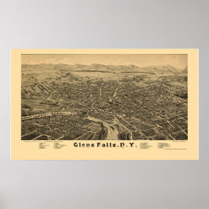 Glens Falls, NY Panoramic Map - 1884 Poster