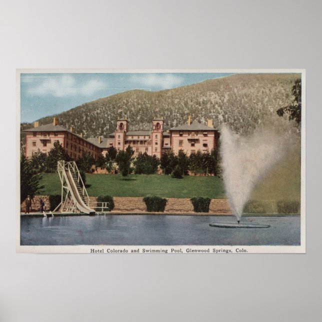 Glenwood Springs, CO - Ansicht des Hotels CO & Poo Poster (Vorne)