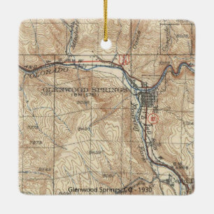 Glenwood Springs CO Vintag Map Keramikornament