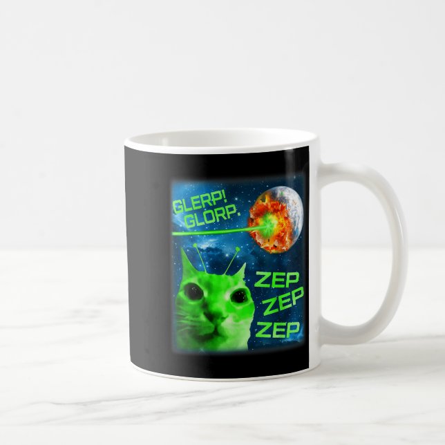 Glerp Glorp Funny Alien Cat Brainrot Meme  Kaffeetasse (Rechts)