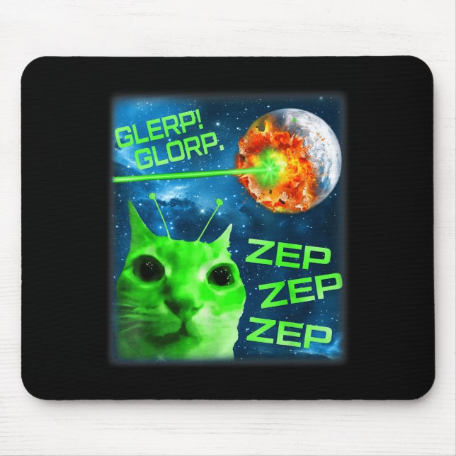 Glerp Glorp Funny Alien Cat Brainrot Meme  Mousepad (Vorne)