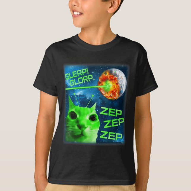 Glerp Glorp Funny Alien Cat Brainrot Meme  T-Shirt (Vorderseite)