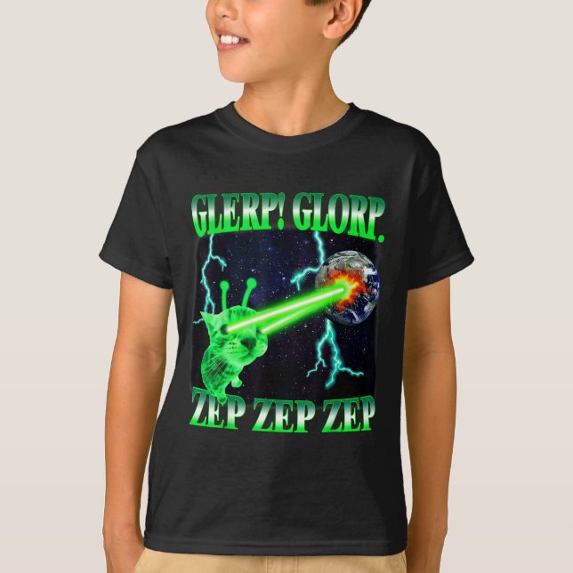 Glerp Glorp Funny Alien Cat Meme Gnarp Cat Silly A T-Shirt (Vorderseite)