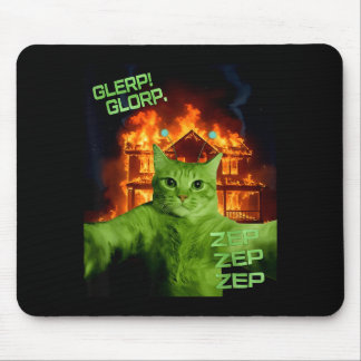 Glerp Glorp Funny Alien Cat Meme Space Cat Humor Mousepad