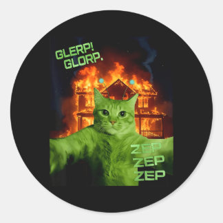 Glerp Glorp Funny Alien Cat Meme Space Cat Humor Runder Aufkleber