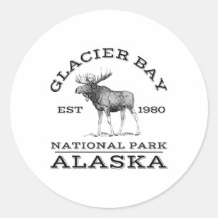 Gletscher-Bay-Nationalpark Alaska Elch Wandern Out Runder Aufkleber