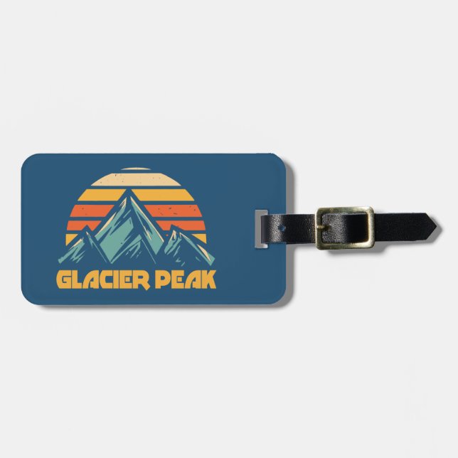 Gletscher-Gipfel Retro Türkis Gepäckanhänger (Vorderseite horizontal)
